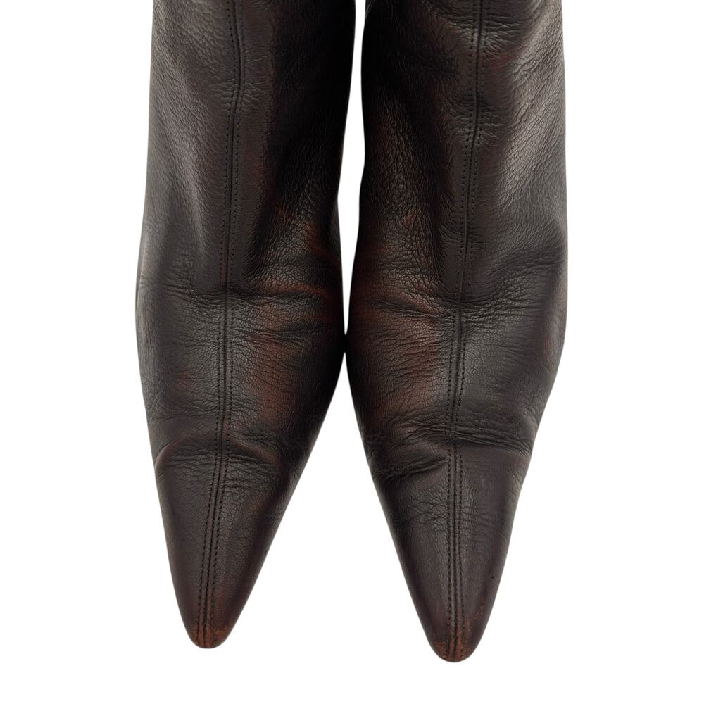 Gucci Vintage Brown Leather Pointed Toe Bootie Heels Size 10.5 - Picture 12 of 12